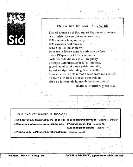 Sió 167. Gener 1978