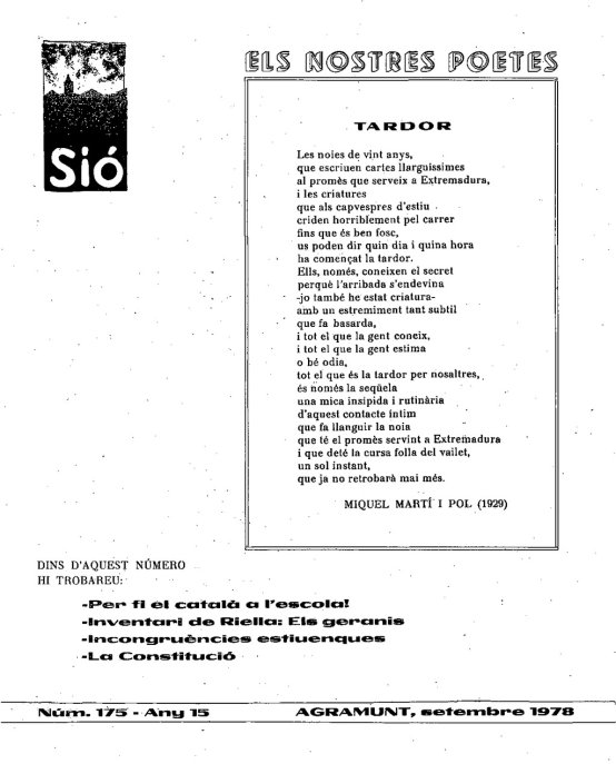 Sió 175. Setembre 1978